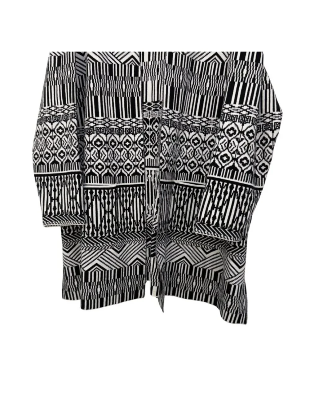 Ruby Rd Women Black&White Open Front Cardigan Sweater 2X Heavy Knit Cotton Blend